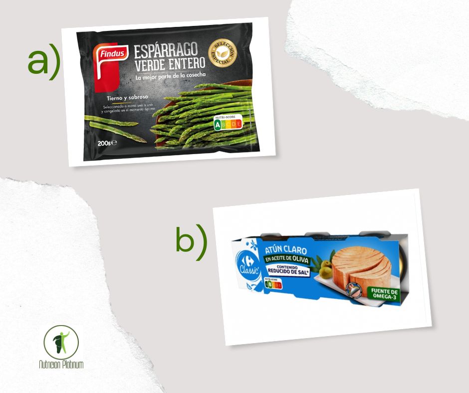 Espárragos verdes con atún en conserva.